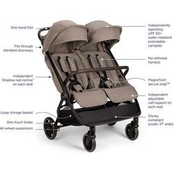 Nuna TRVL dubl Lightweight Side by Side Double Stroller - Cedar