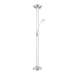 lampada da terra con braccio di lettura orientabile LED 18W+5W nickel
