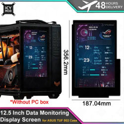 12.5 Inch PC Data Monitoring Display Screen 1920x1080 Resolution Dynamic Auxiliary Screen for ASUS TUF 502 MOD Without PC Box
