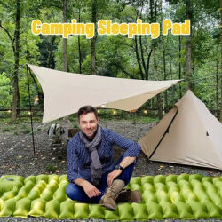 Outdoor camping super thick 4-inch inflatable sleeping mat with built-in pillow and pump air mat for travel hiking climbing