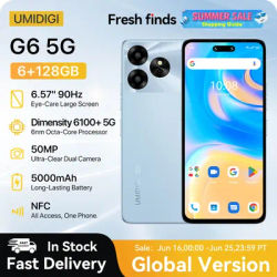 [NEW 5G] UMIDIGI G6 5G Smartphone 5G Android 13 Dimensity 6100+ 6+6GB 128GB 6.57” 90Hz 50MP Ultra-Clear Eye-Care Dual Camera NFC