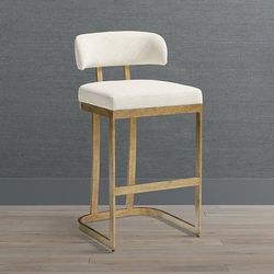 Kamdyn Bar & Counter Stool - 30" Bar Height, Matte Champagne Bar Stool, Ivory Linen Parks Performance - Frontgate