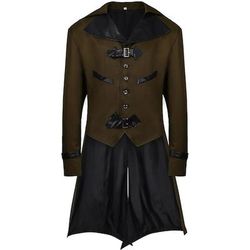Punk Gotico Medievale Steampunk Cappotto Smoking Trench Vampiro Mago Costume Per uomo Stile Steampunk Halloween Mascherata Performance Adulti Cappotto
