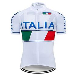 Per uomo Maglia da Ciclismo A Motivi Italia Bandiera Nazionale Manica Corta Bicicletta Maglia Top con 3 tasche posteriori Mountain Bike MTB Ciclismo su strada Resistente ai Raggi UV Asciugatura