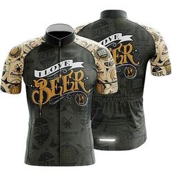 Per uomo Maglia da Ciclismo Birra Manica Corta Bicicletta Top con 3 tasche posteriori Mountain Bike MTB Ciclismo su strada Asciugatura Rapida Strisce Riflettenti Tasca Posteriore Traspirante Gli sport