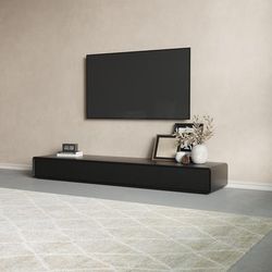 78.74"Modern Wood Black TV Stand,Rectangular Media Console with Storage ,Fully-Assembled