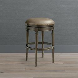 Anderson Swivel Backless Bar & Counter Stool - 26" Counter Height, Sable Counter Stool, Stone Leather - Frontgate