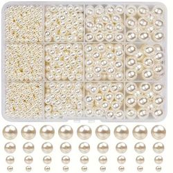 TEMU 1320pcs 4/6/8/10 Milli Round Rice White/ 12 Box Diy Beaded Bracelet Necklace Round Colored Beads, Craft Beads, Round Beads With Hole Thread, Diy Bracelet, Necklace, Craft Beads