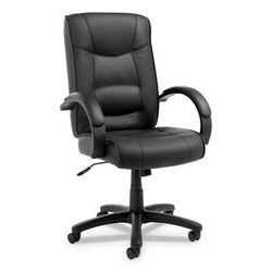 Alera SR41LS10B Strada Series High-Back Swivel/Tilt Top-Grain Leather Chair, Supports Up to 275 lb, 17.91" to 21.85" Seat Height, Black ALESR41LS10B