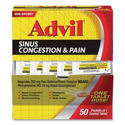 Advil® BXAVSCP50BX Sinus Congestion and Pain Relief, 50/Box - Box of 50 PFYBXAVSCP50BX