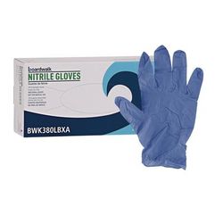 Boardwalk 380LBXA Disposable General-Purpose Nitrile Gloves, Large, Blue, 4 mil, 100/Box - Box of 100 BWK380LBXA