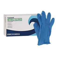 Boardwalk 395MBXA Disposable Powder-Free Nitrile Gloves, Medium, Blue, 5 mil, 100/Box - Box of 100 BWK395MBXA