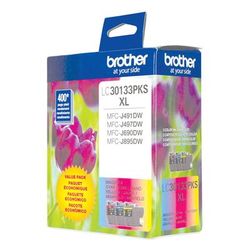 Brother LC30133PKS High-Yield Ink, 400 Page-Yield, Cyan/Magenta/Yellow - Pack of 3 BRTLC30133PKS