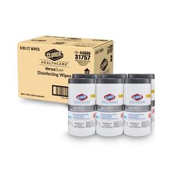 Clorox 31757 VersaSure Cleaner Disinfectant Wipes, 1-Ply, 6.75" x 8", White, 85/Canister, 6 Canisters/Carton - Case of 6