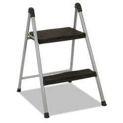 Cosco 11024PBL1E Folding Step Stool, 2-Step, 200 lb Capacity, 16.9" Working Height, Platinum/Black CSC11024PBL1E