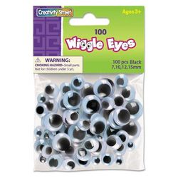 Creativity Street 3446-02 Wiggle Eyes Assortment, Assorted Sizes, Black, 100/Pack - Pack of 100 CKC344602
