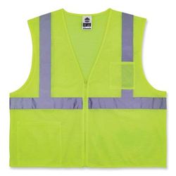 Ergodyne 21575 GloWear 8256Z Class 2 Self-Extinguishing Zipper Vest, Polyester, Large/X-Large, Lime, Ships in 1-3 Business Days