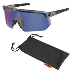Ergodyne 55011 Skullerz AEGIR Safety Glasses with Mirrored Lenses, Clear Smoke Frame, Blue Mirror Polycarbonate Lens, Ships in 1-3 Bus Days EGO55011