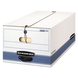 Fellowes 0070503 STOR/FILE Medium-Duty Strength Storage Boxes, Legal Files, 15.25" x 19.75" x 10.75", White/Blue, 4/Carton - Carton of 4 Boxes FEL0070