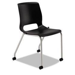 Hon MG101ON Motivate Four-Leg Stacking Chair, Onyx Seat/Black Back, Platinum Base, 2/Carton - Carton of 2 HONMG101ON