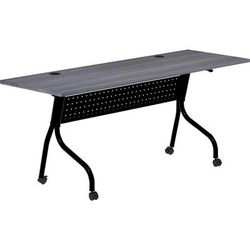 Lorell 59488 Charcoal Flip Top Training Table, Charcoal Rectangle, Melamine Top, Black Four Leg Base, 4 Legs, 72"x 23.60" Table Top Depth, 29.50" Heig