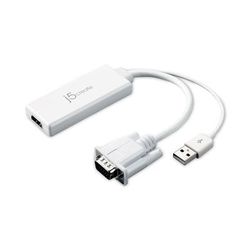 J5 Create JDA214 VGA to HDMI Video Audio Adapter, White