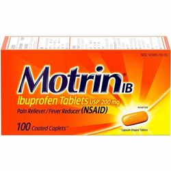 Johnson & Johnson 048101 Motrin Ibuprofen Caplets, 200mg, 100/BX - Box of 100
