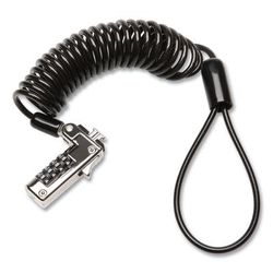 Kensington K60625WW Slim Portable Combination Lock for Standard Slot, 6 ft Carbon Steel Cable, Black/Silver KMWK60625WW
