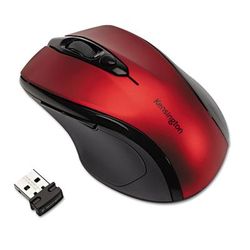 Kensington K72422US Pro Fit Mid-Size Wireless Mouse, 2.4 GHz Frequency/30 ft Wireless Range, Right Hand Use, Ruby Red KMW72422