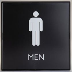 Lorell 02658 Restroom Sign, 1 Each, Men Print/Message, 8" x 8" Height, Square Shape, Easy Readability, Injection-molded, Plastic, Black LLR02658
