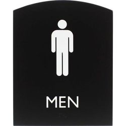 Lorell 02676 Restroom Sign, 1 Each, Men Print/Message, 6.8" x 8.5" Height, Rectangular Shape, Easy Readability, Braille, Plastic, Black LLR02676