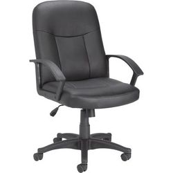 Lorell 84869 Leather Managerial Mid-back Chair, Black LLR84869