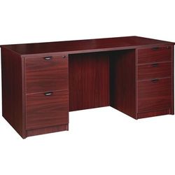 Lorell PD3060DPMY Double-pedestal Desk F/F B/B/F, 60" x 30" x 29", Mahogany LLRPD3060DPMY