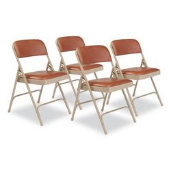 National Public Seating 1203 1200 Series Vinyl Dual-Hinge Folding Chair, Supports 500 lb, Honey Brown Seat/Back, Beige Base, 4/CT - Case of 4 NPS1203