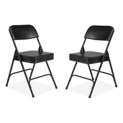 National Public Seating 3210 3200 Series 2" Vinyl Upholstered Double Hinge Folding Chair, Supports 300lb, 18.5" Seat Ht, Black, 2/CT - Case of 2 NPS32
