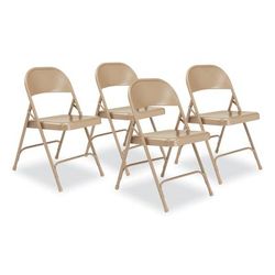 National Public Seating 51 50 Series All-Steel Folding Chair, Supports 500 lb, 16.75" Seat Ht, Beige Seat/Back, Beige Base, 4/CT - Case of 4 NPS51