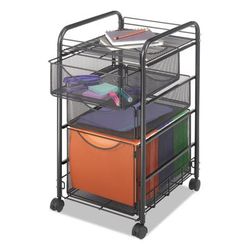 Safco 5213BL Onyx Mesh Mobile File With Two Supply Drawers, 15.75w x 17d x 27h, Black SAF5213BL
