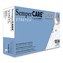 SemperCare® SCVNP104BX Stretch Vinyl Examination Gloves, Cream, Large, 100/Box - Box of 100 SEZSCVNP104BX