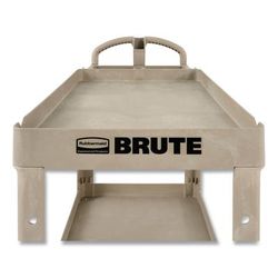 Rubbermaid FG452088BEIG BRUTE Heavy-Duty Utility Cart with Lipped Shelves, Plastic, 2 Shelves, 500 lb Capacity, 25.9" x 45.2" x 32.2", Beige RUB452088