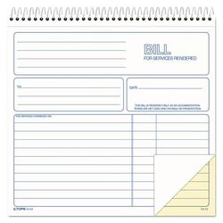 TOPS 4133 Spiralbound Service Invoices, Two-Part Carbonless, 8.5 x 7.75, 1/Page, 50 Forms TOP4133