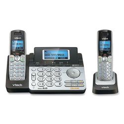 Vtech 80088300 DS6151-2 Two-Handset Two-Line Cordless Phone with Answering System, Black/Silver VTE80088300