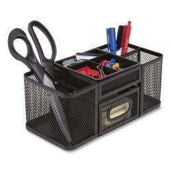 TRU REDTM 24402454 Seven Compartment Wire Mesh Accessory Holder, 4.45 x 9.33 x 3.86, Black TUD24402454