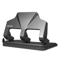 Universal Office Products 74325 30-Sheet Three-Hole Power Assist Punch, 7 mm Holes, Black