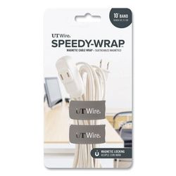 UT Wire® UTWSWM2GY Speedy-Wrap Magnetic Cable Wrap, 0.82" x 10", Gray, 2/Pack - Pack of 2 RBOUTWSWM2GY