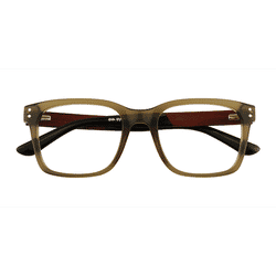 Unisex s square Green Acetate,Mixed Wood Prescription eyeglasses - Eyebuydirect s Sumac