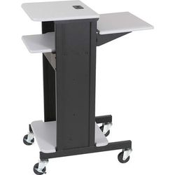 MooreCo Adjustable Presentation Cart, 18w x 30d x 40.25h, Black Powder Coated Steel (BLT89759)