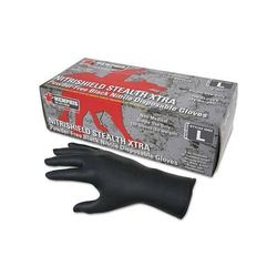 MCR Safety Nitrile Disposable Gloves, NitriShield Stealth Xtra, Rolled Cuff, Unlined, Medium, Black, 6 mil Thick (127-6062M)