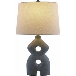 Gronsveld 25"H x 10"W x 15"D Rustic Black/White/Metallic - Nickel/Translucent Table Lamp - Boutique Rugs