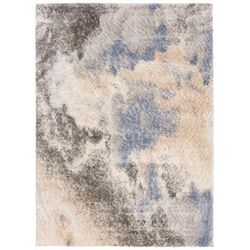 Tappeto salotto grigio scuro azzurro astratto shaggy 80x150