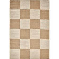 Tappeto con motivo piastrelle in rilievo - crema e beige - 120x160 cm